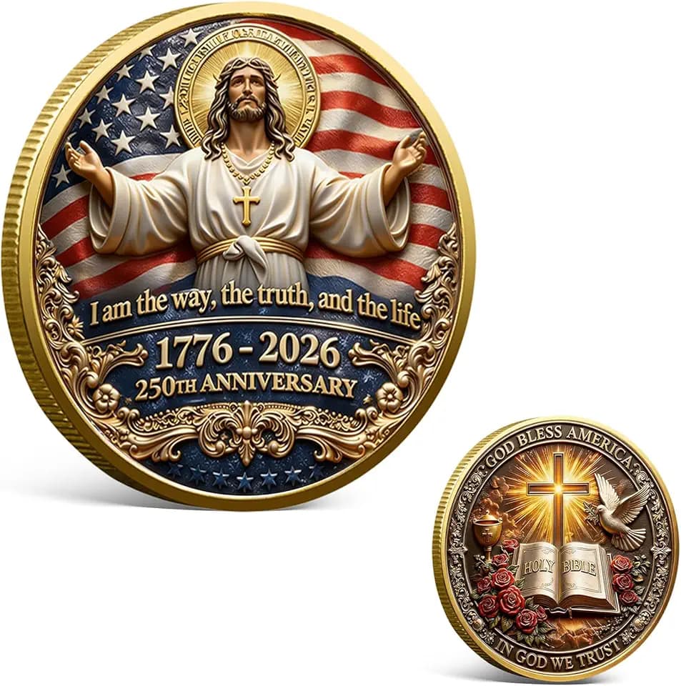 USA 250th Anniversary Commemorative Coin 1776-2026 – Patriotic Collectible with Liberty Bell & Bald Eagle Design (M)